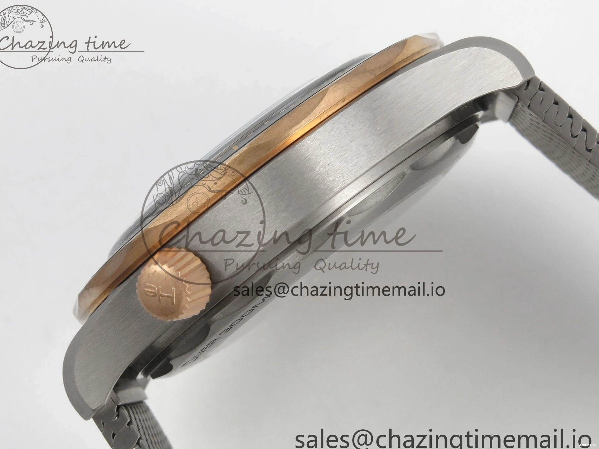 0329 OdorResistant Seamaster 300M Diver Titanium Bronze Gold VSF 1:1 Best Edition Green Dial on Titanium Mesh Bracelet A 7660